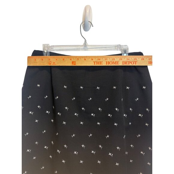 VTG Black Coldwater Creek Embroidered Midi Skirt PL Pet White Vines Classic - Picture 5 of 7